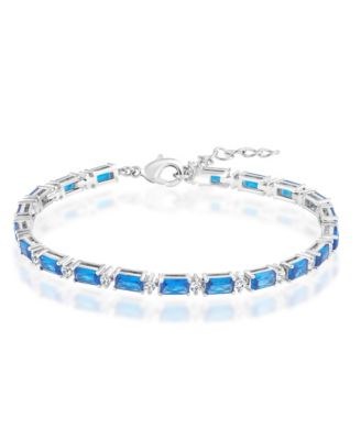 Emerald-Cut and Round CZ Tennis Bracelet
