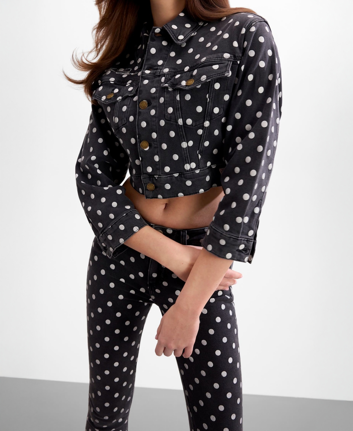 Guess Women's Rosalyn Collared Crop Jacket