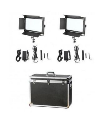 1380 Bi-Color LED 2-Light Kit, Includes 2x 4-Way Barndoor, 2x Power Adapter, 2x DMX Cable, 2x AC Power Cord, Case