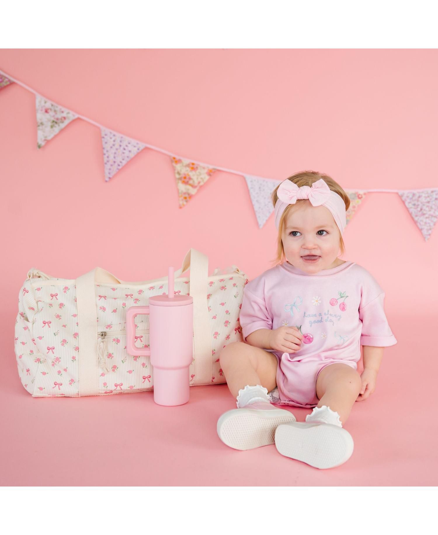 Baby Girls Cherry Good Day Short Sleeve Romper