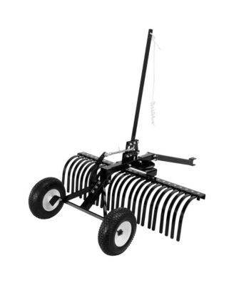 48inches Tow Behind Landscape Rake Pull Behind Yard Rock Rakes for ATV Mower Tractors