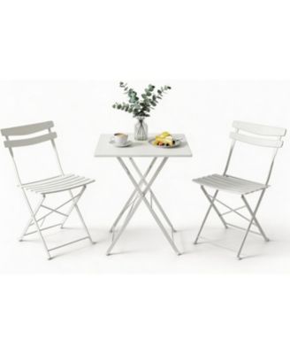 3-Piece Folding Patio Bistro Set, Outdoor Metal Table and 2 Chairs, Weather-Resistant, Space-Saving Compact Furniture for Garden, Yard
