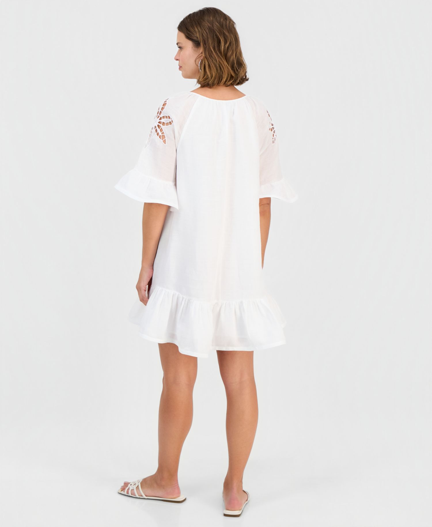 Women's Cutout Lace Embroidery Short Sleeve Dress