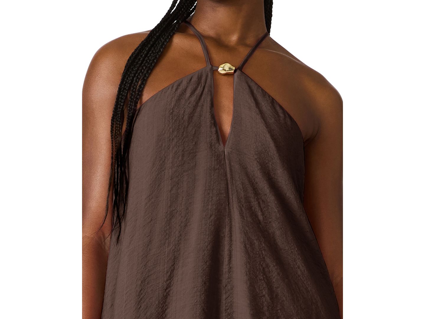 Женское платье Steve Madden Halter Neck Sleeveless High-Low Asymmetric, цвет: Коричневый — фото 6