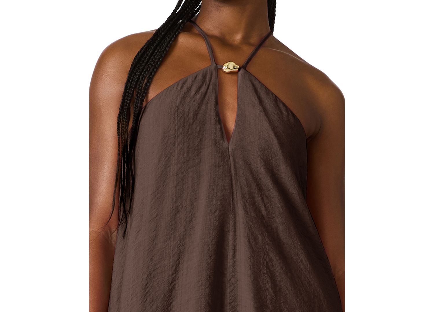 Halter Neck Sleeveless High-Low Asymmetric Dress