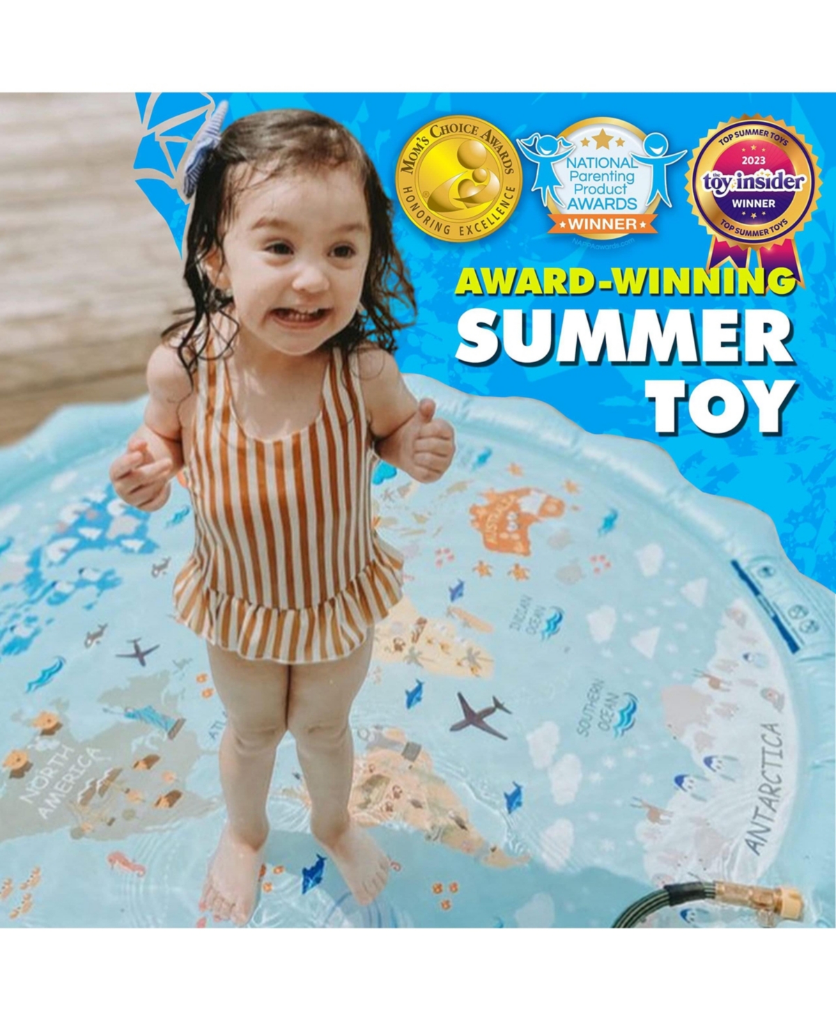 Gnuadz Kids Splash Pad Sprinkler Pool Learning Water Play Mat