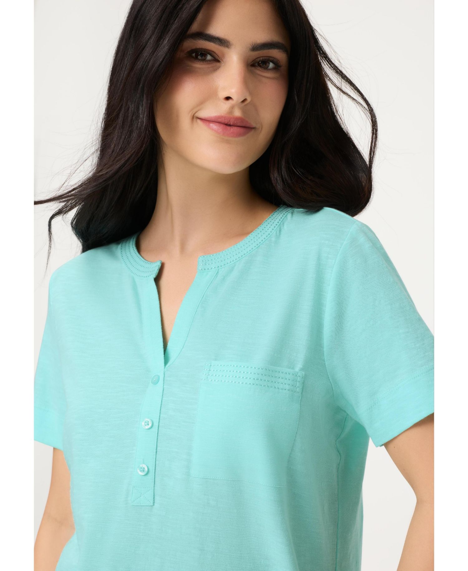Women's Solid Henley T-Shirt