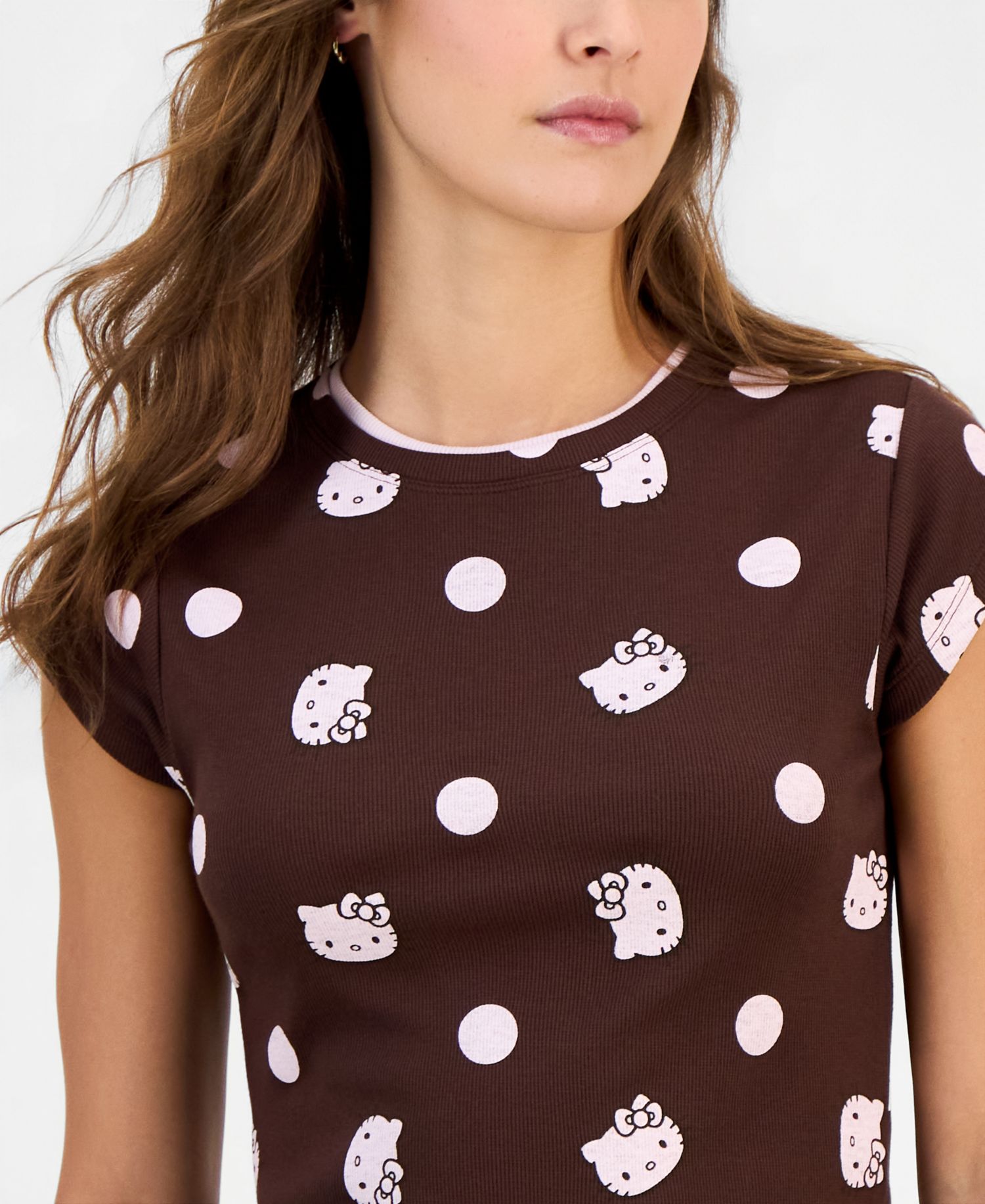 Juniors' Hello Kitty Short-Sleeve Layered-Look Top
