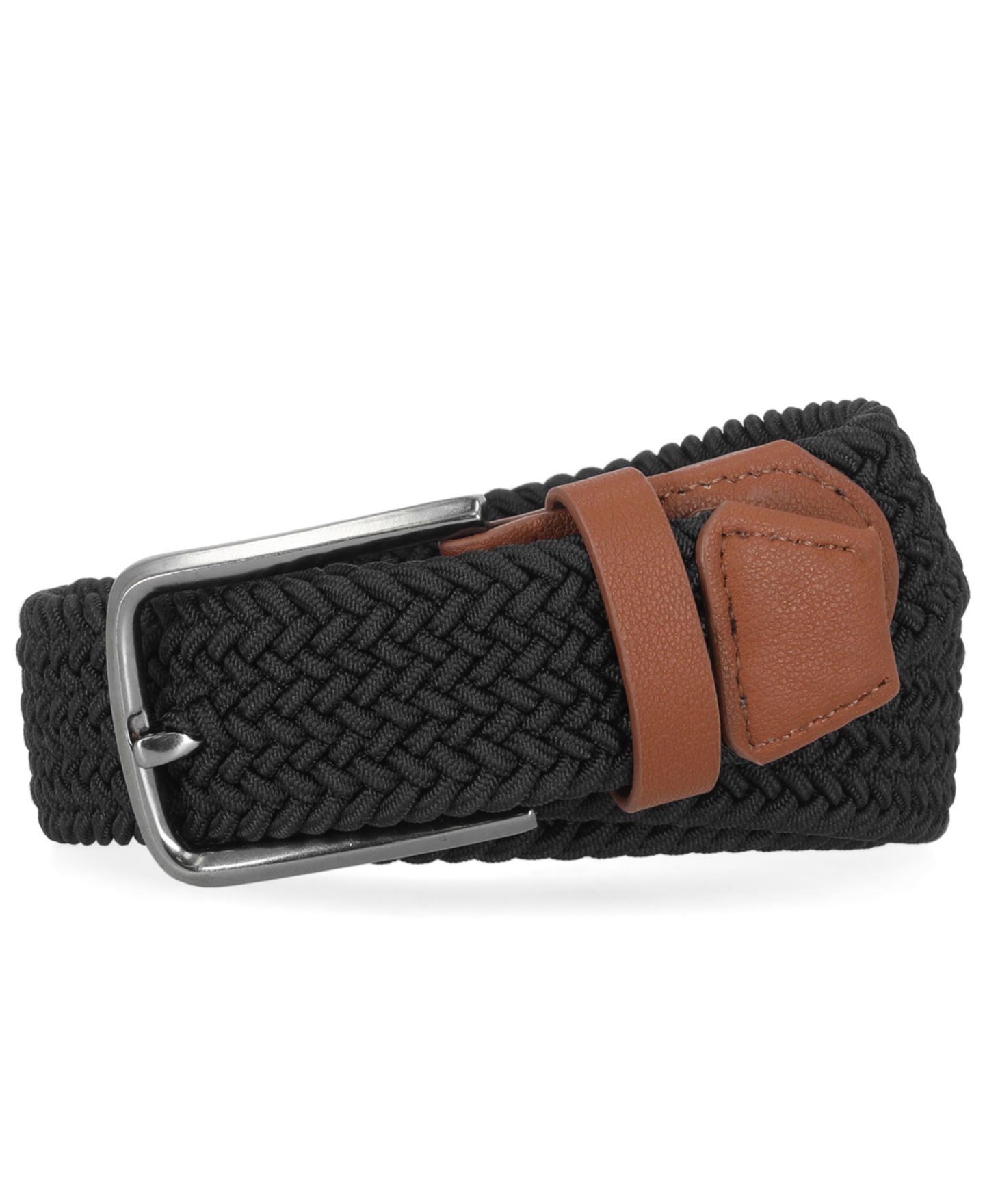 Мужской ремень Steve Madden Woven Elastic Belt, цвет: Чёрный — фото 2