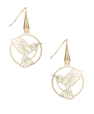 Enamel Hummingbird Open Wire Drop Earrings