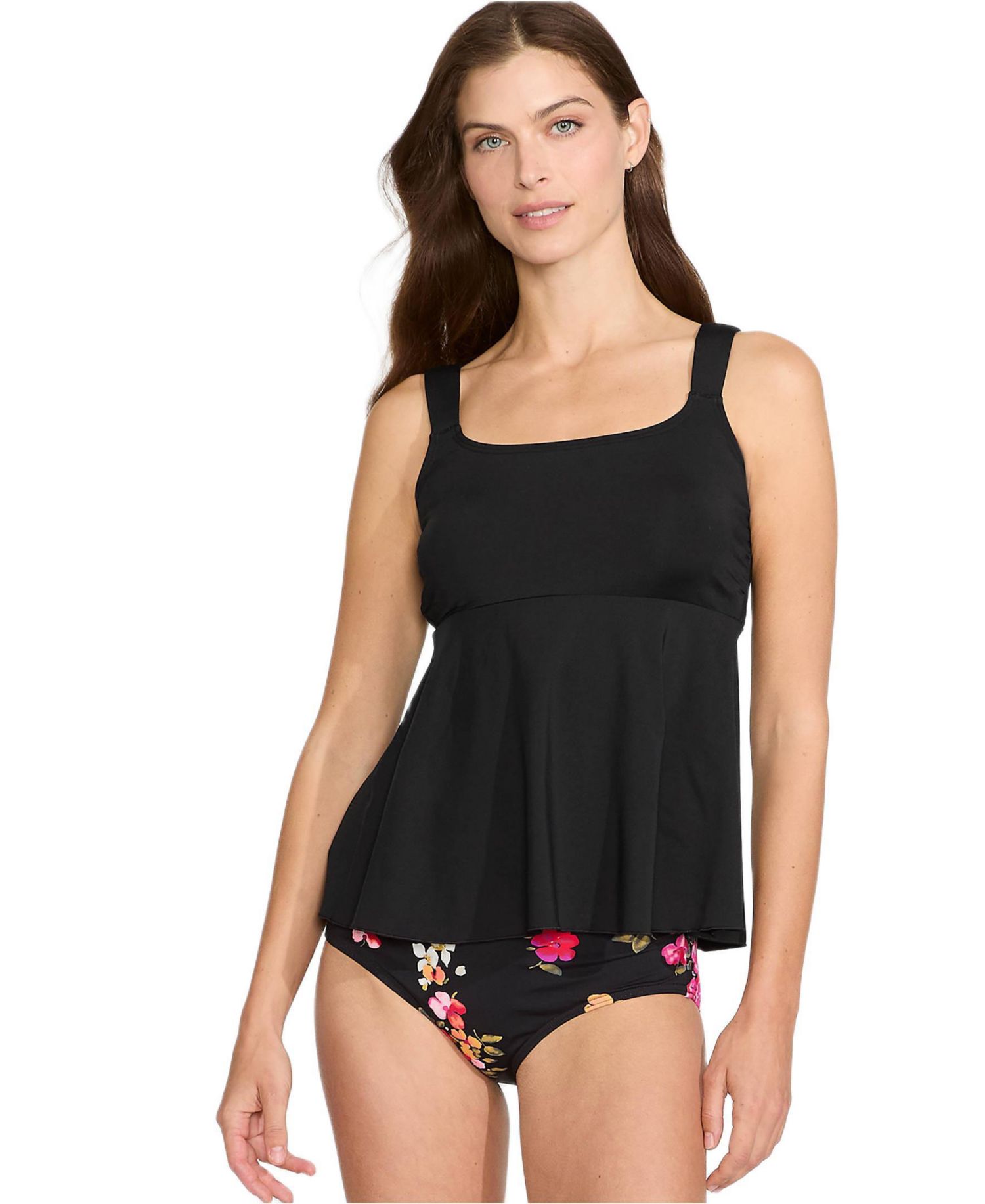 Women's Adjustable Scoop Neck Flutter Tankini Top