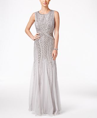 adrianna papell beaded mermaid gown