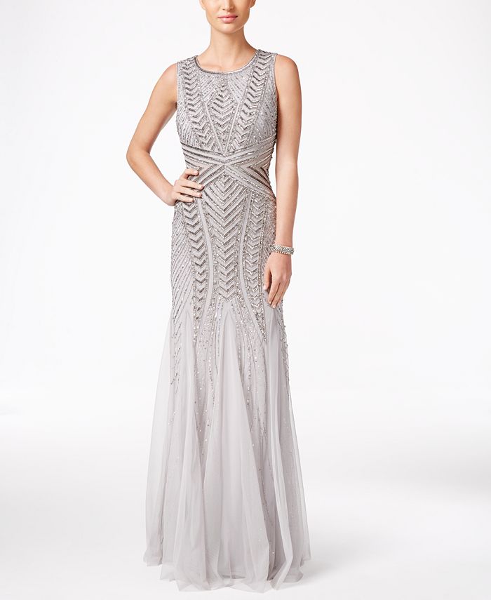 Ejercicio tono Cartas credenciales Adrianna Papell Sequined Beaded Tulle Mermaid Gown & Reviews - Dresses -  Women - Macy's