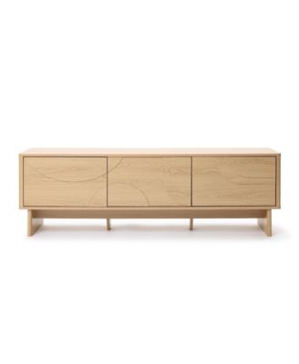 59" Oak TV Stands for Living Room for 65 Inch TV, Modern Entertainment Center with Storage, Wooden Media Console