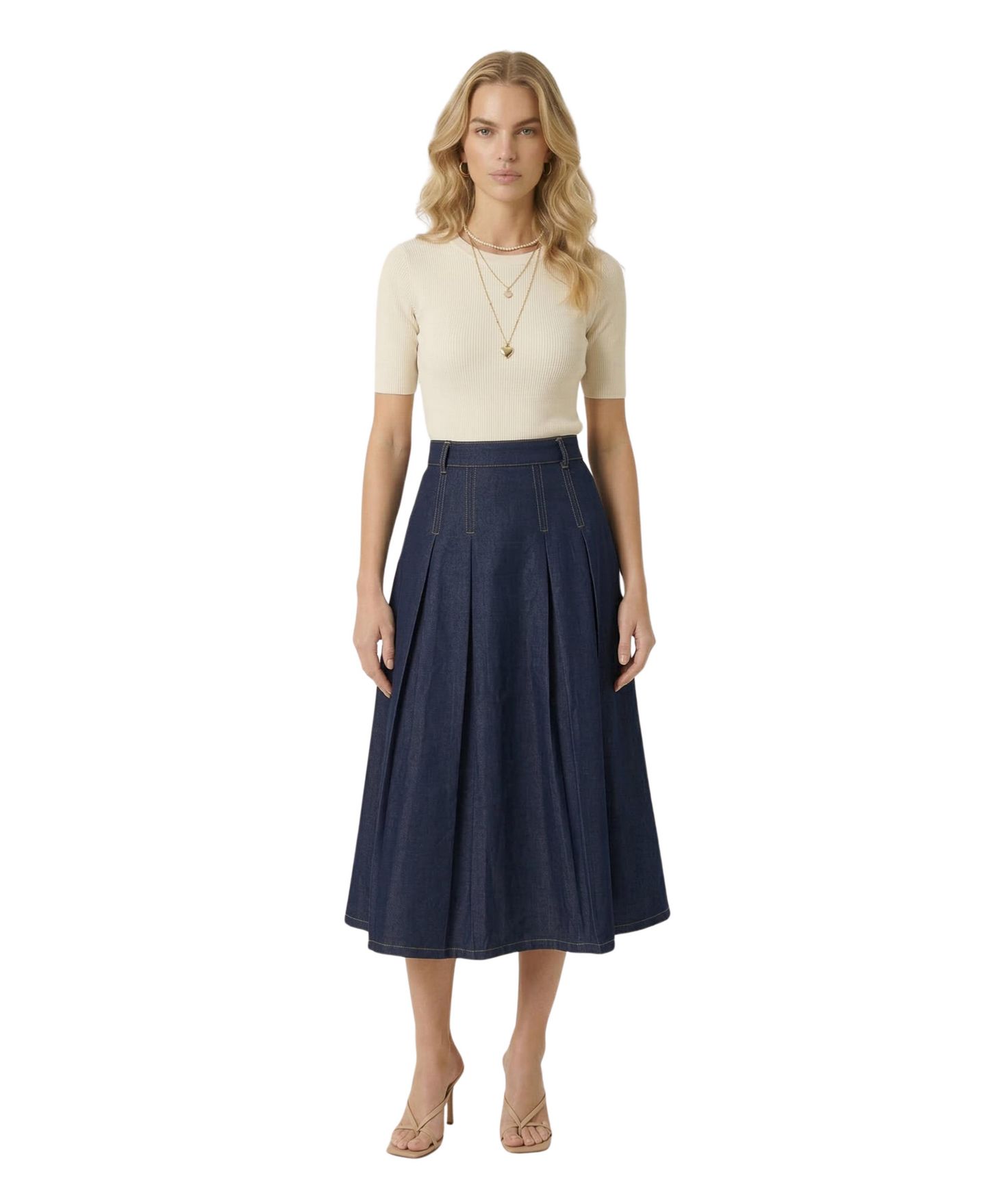 Женская юбка Modenaire High-Waist Pleated A-Line Midi — фото 4