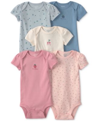 Baby Girls' Fruit Print Short-Sleeve Bodysuits, 5-Pack