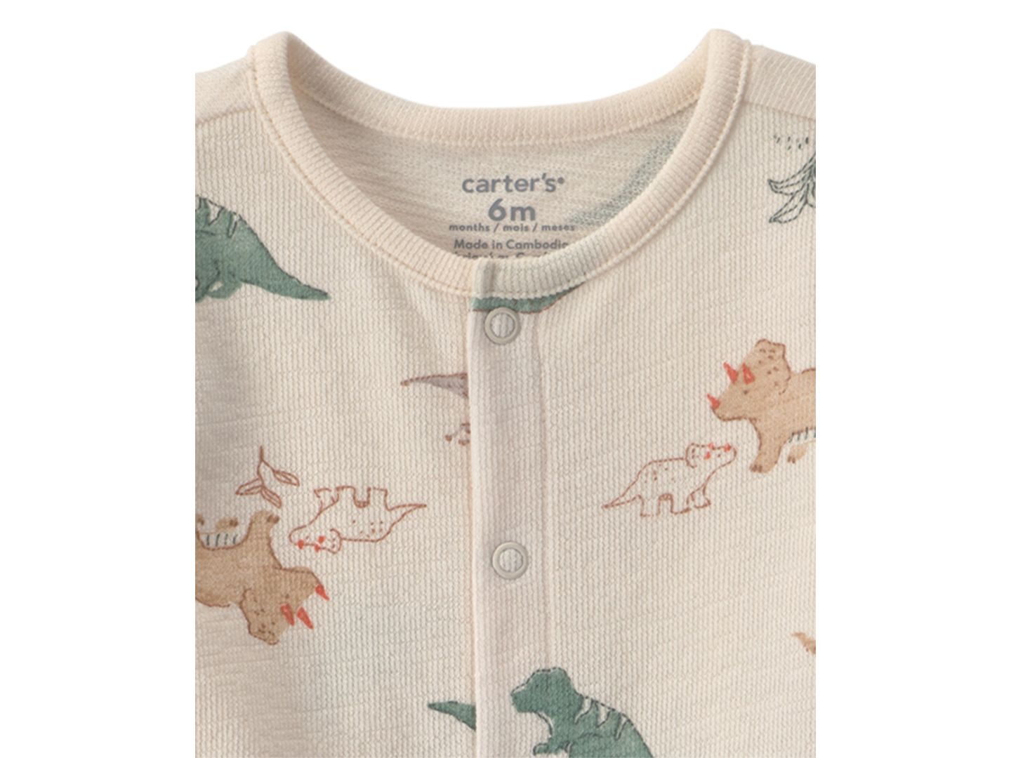Комбинезон Carter's Dinosaur Print Short-Sleeve Jumpsuit для мальчиков-малышей, цвет: Слоновая кость — фото 2