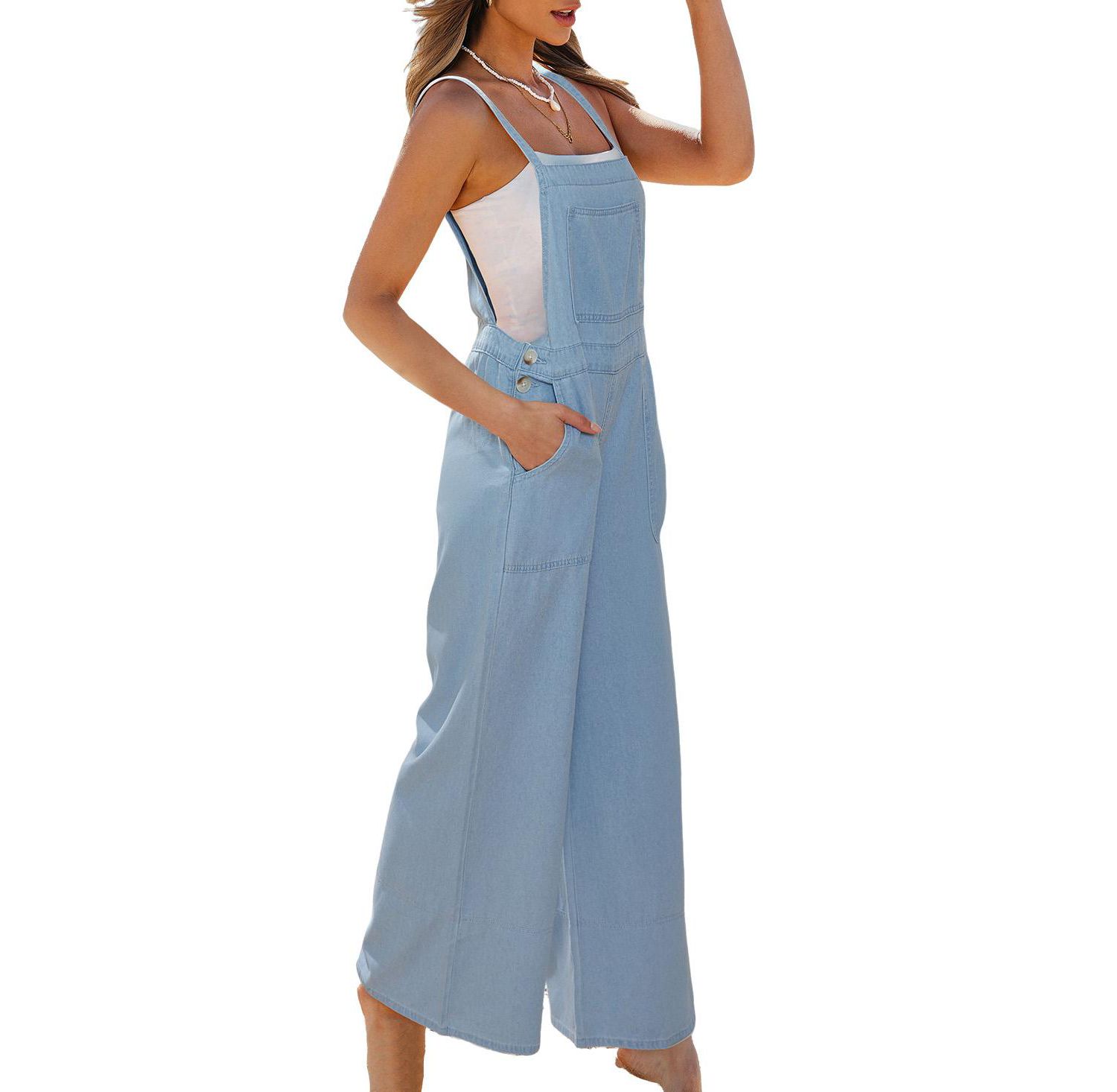 Women's Denim Square Neck Jumpsuit