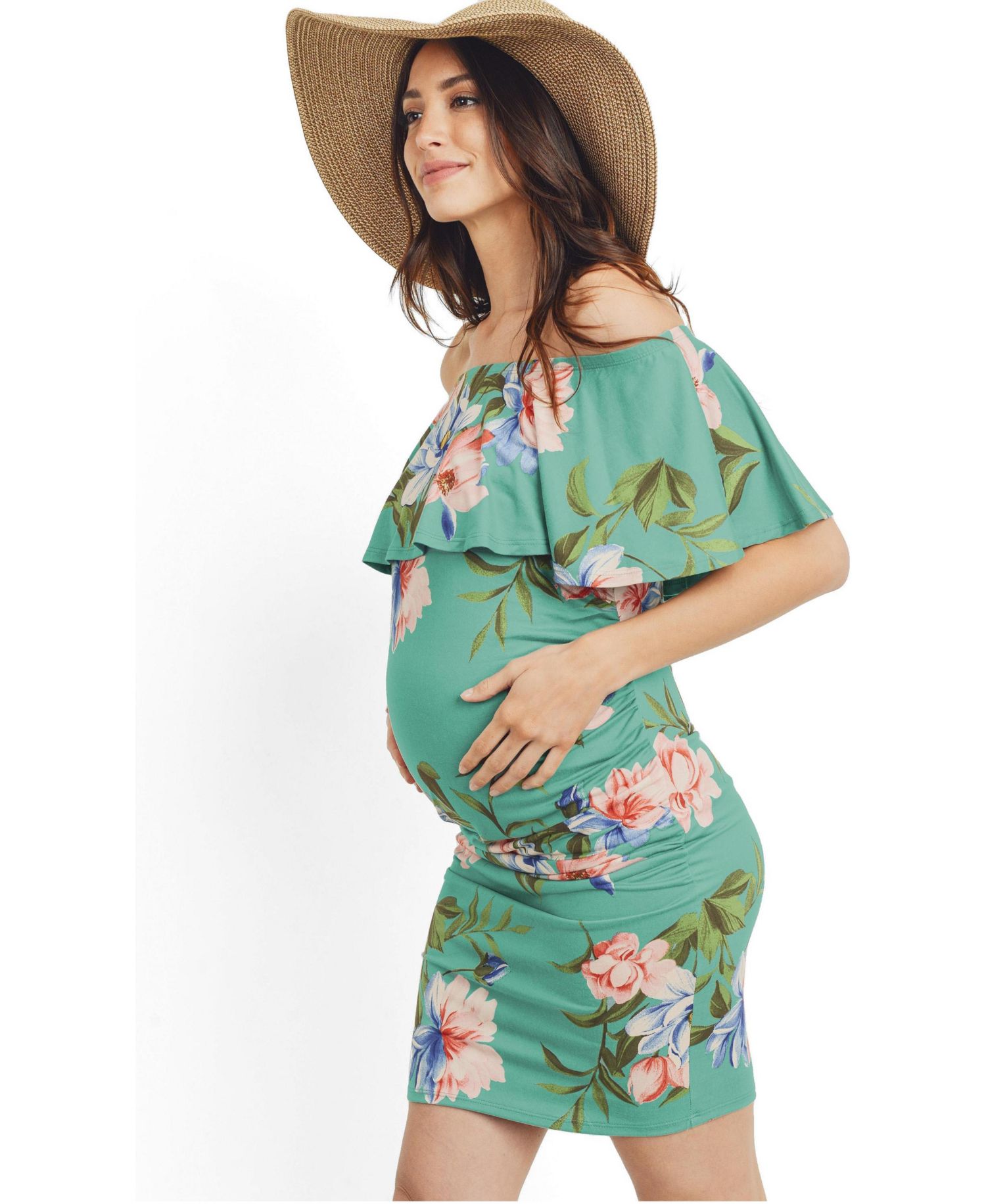 Women's Floral Off-the-Shoulder Ruffle Bodycon Dress