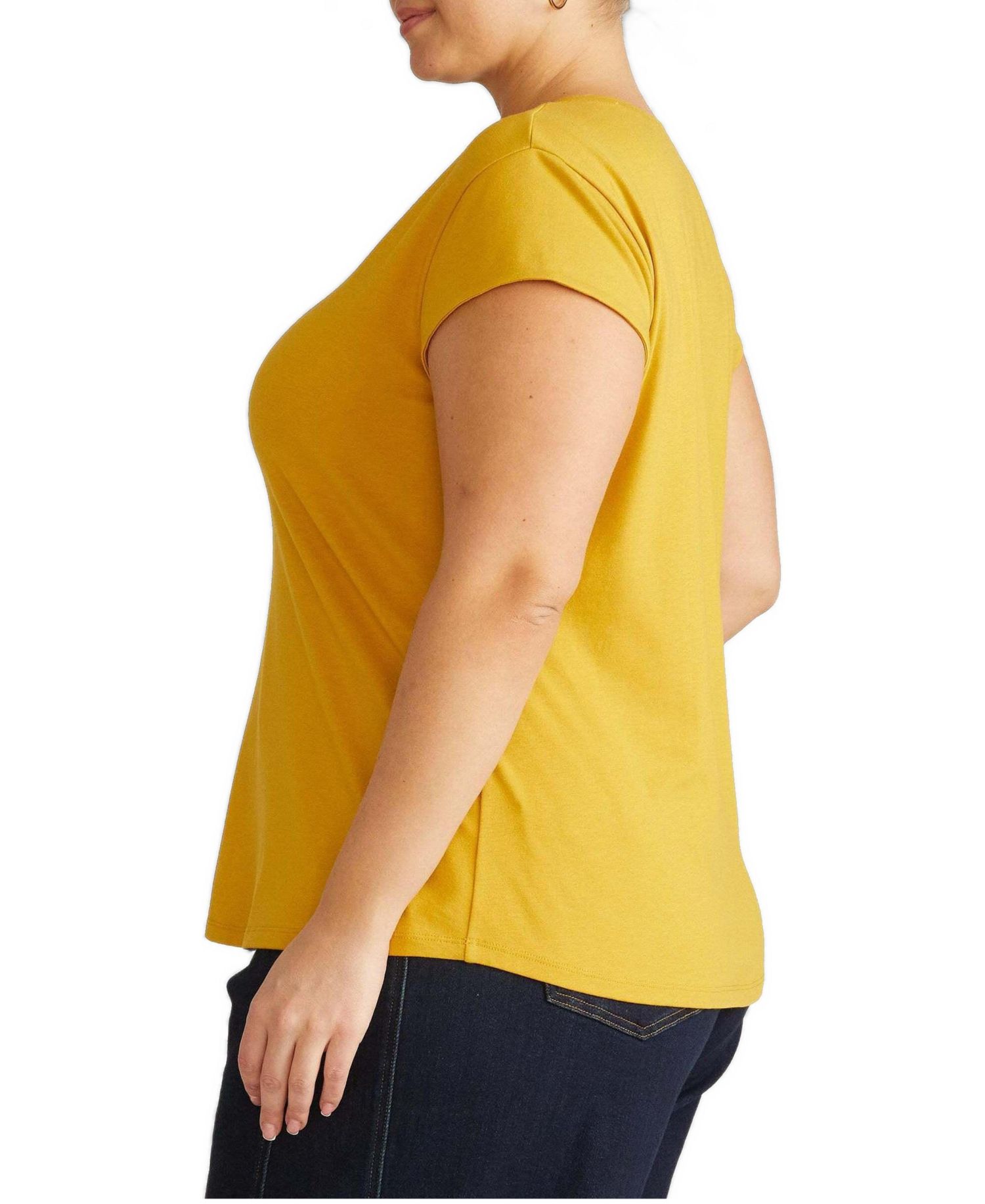 Plus Size Ashley V Neck Cap Sleeve Tee