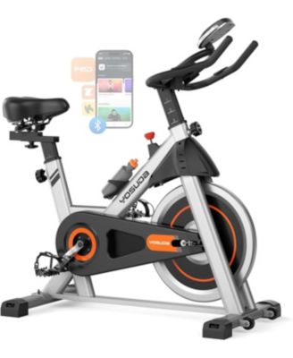 Friction 1.0 Stationary Bike, 300lb Capacity Brake Pad Exercise Bike with App, Tablet Holder and Fitness Courses for Home Workout