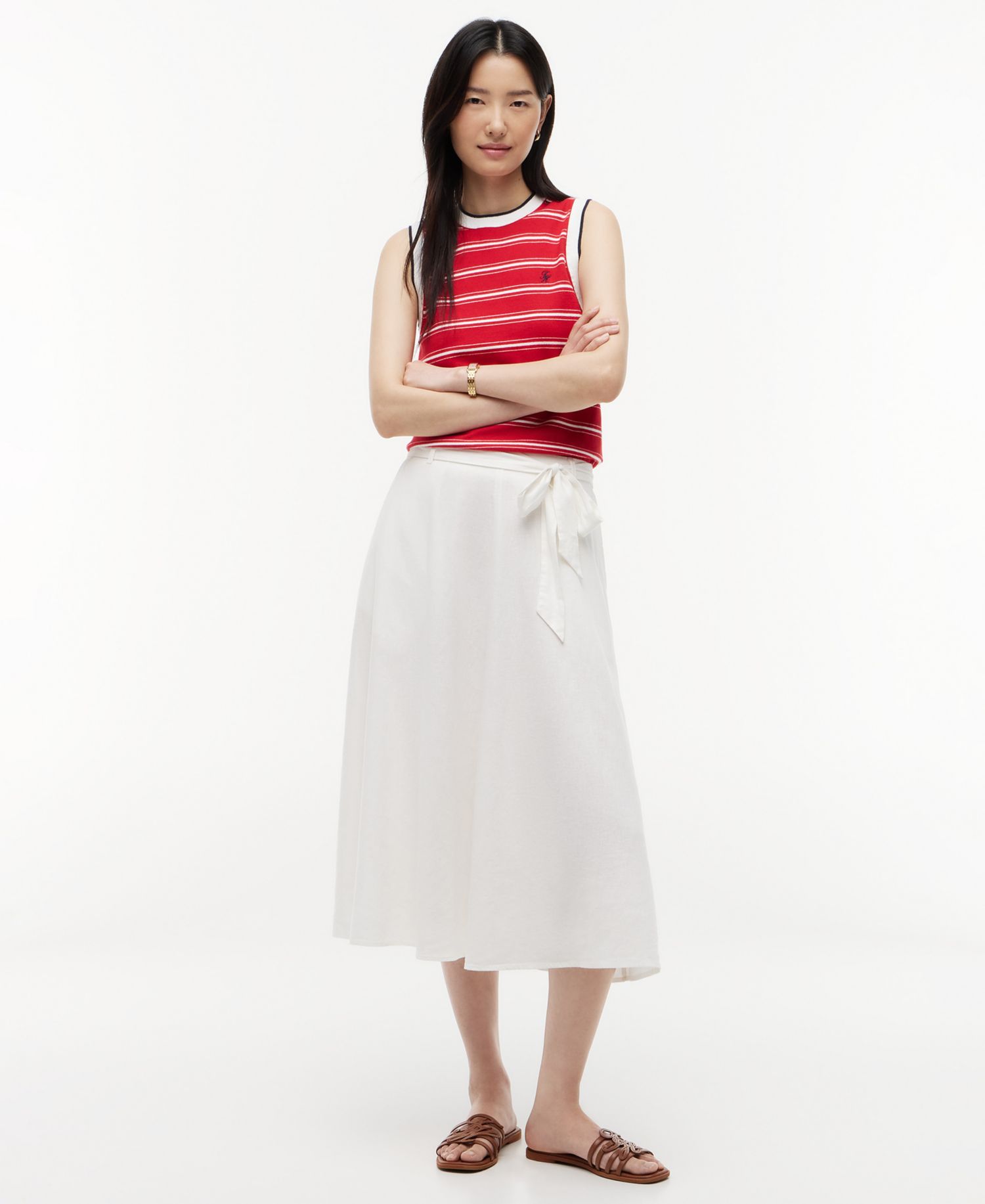 Women's Belted Midi Skirt