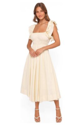 knee length dresses for ladies Linda Midi Dress - Green Stripe