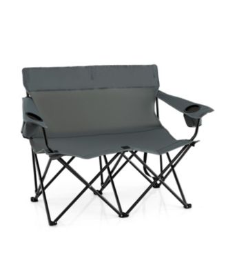 2-Person Double Camping Chair, Outdoor Folding Loveseat with Cup Holders and Carrying Bag