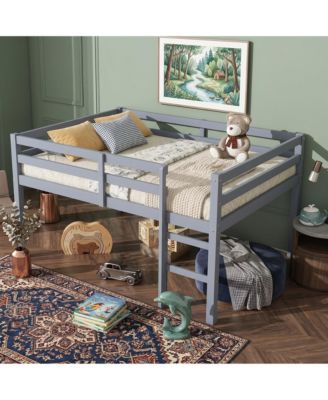 Rubber Wood Loft Bed with Ladder