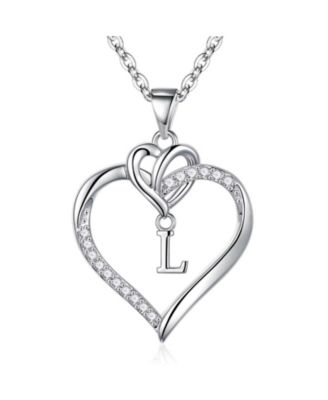 Gnuadz Heart Initial Necklace Women Gift Mothers Day - Silver l 65$