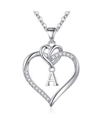 Gnuadz Heart Initial Necklace Women Gift Mothers Day - Silver a 69$