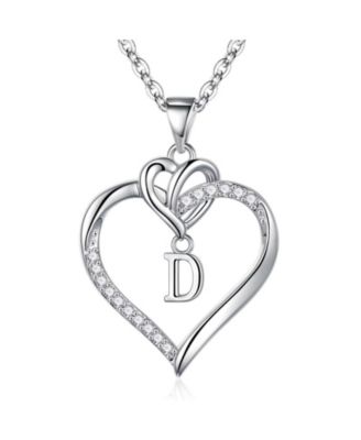 Gnuadz Heart Initial Necklace Women Gift Mothers Day - Silver d 69$
