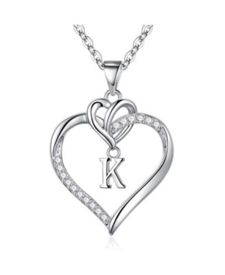 Gnuadz Heart Initial Necklace Women Gift Mothers Day - Silver k 69$