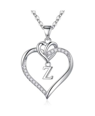 Gnuadz Heart Initial Necklace Women Gift Mother's Day - Silver z