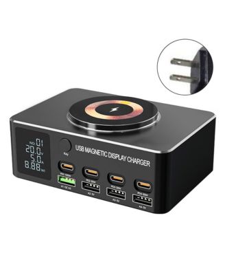 140W 8-Port GaN Charging Station with Fast Charger, Magnetic Wireless and Digital Display