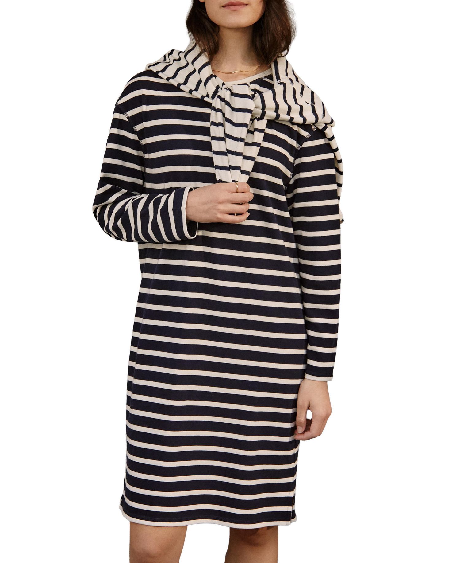 Women's Striped Knee Length Jersey Dress