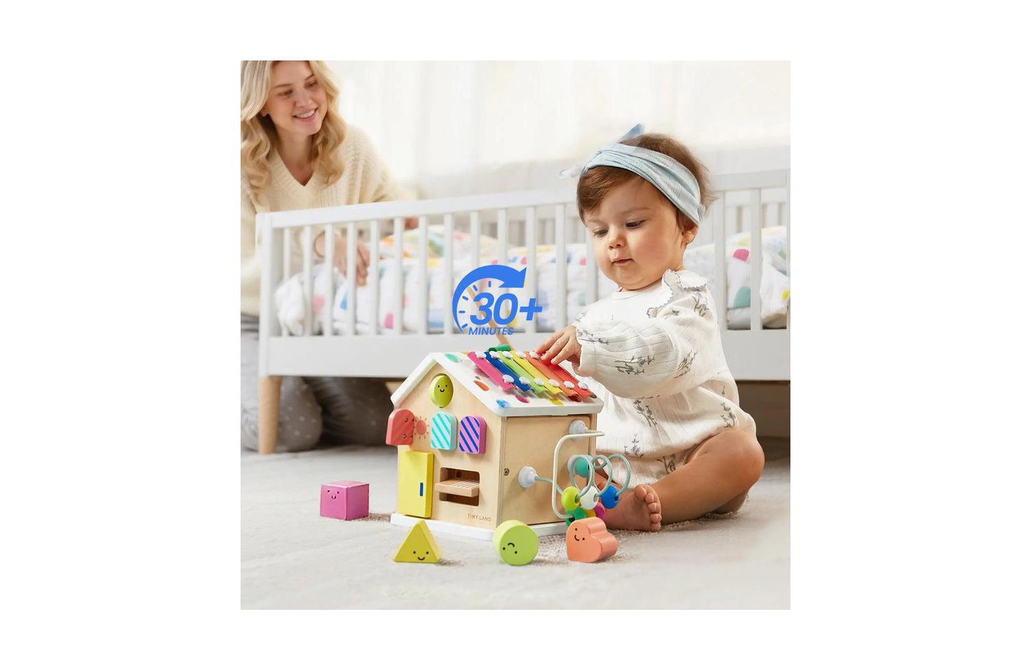 9-in-1 Wooden Activity Cube - Montessori Baby Activity Center