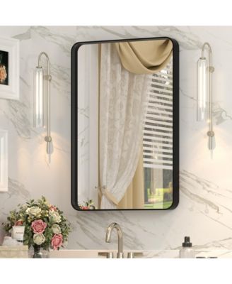 16" x 24" High-Strength Tempered Glass and Aluminum Alloy Framed Wall Decor Bathroom Vanity Mirror