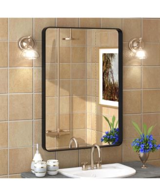 22" x 30" High-Strength Tempered Glass and Aluminum Alloy Framed Wall Decor Bathroom Vanity Mirror