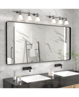60" x 28" High-Strength Tempered Glass and Aluminum Alloy Framed Wall Decor Bathroom Vanity Mirror