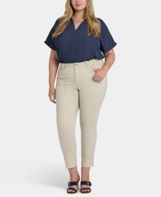 Plus Size Sheri Ankle Fray Hem Jeans with Lift Tuck Technology