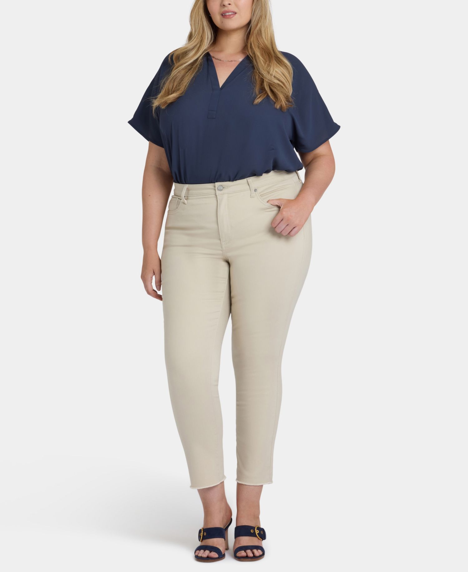 Plus Size Sheri Ankle Fray Hem Jeans with Lift Tuck Technology