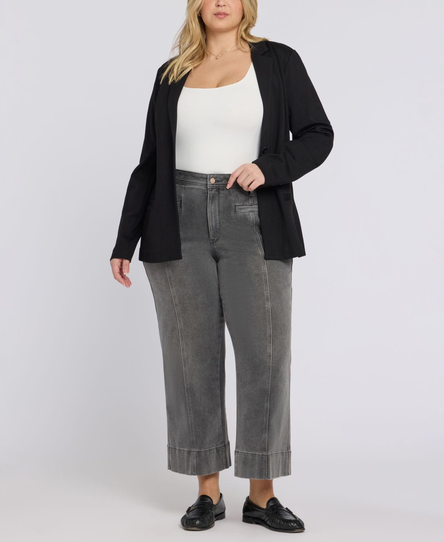 Plus Size Teresa Wide-Leg Ankle Jeans with Lift Tuck Technology