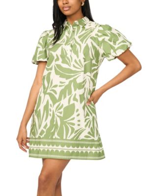 Women's Short-Sleeve Button Collar Dress