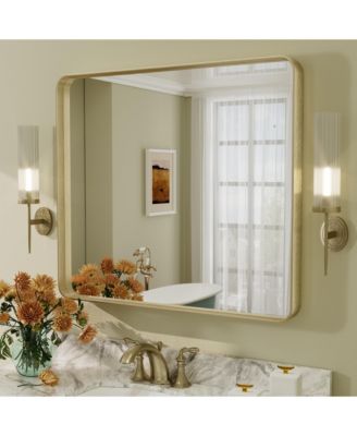  High-Strength Tempered Glass and Aluminum Alloy Framed Wall Decor Bathroom Vanity Mirror in Brushed Gold