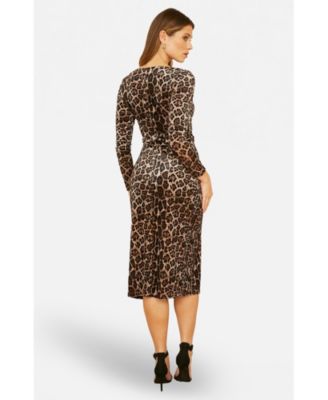slim fit dress slacks Falling in Love Leopard Mini Dress M / Brown main image 0