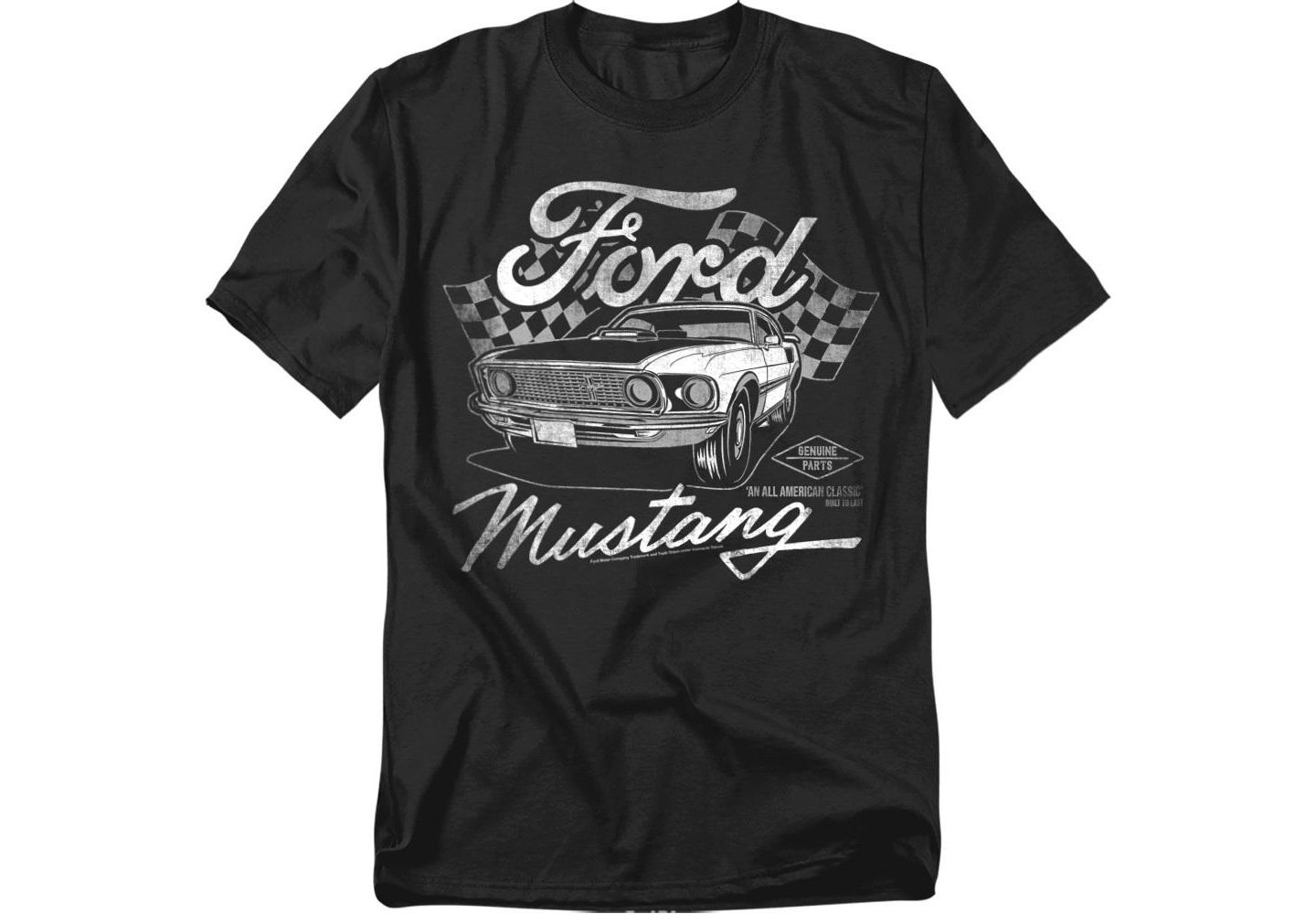 Мужская футболка Mustang Ford Flags, цвет: Чёрный — фото 1