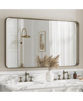 High-Strength Tempered Glass and Aluminum Alloy Framed Wall Decor Bathroom Vanity Mirror in Brushed Bronze