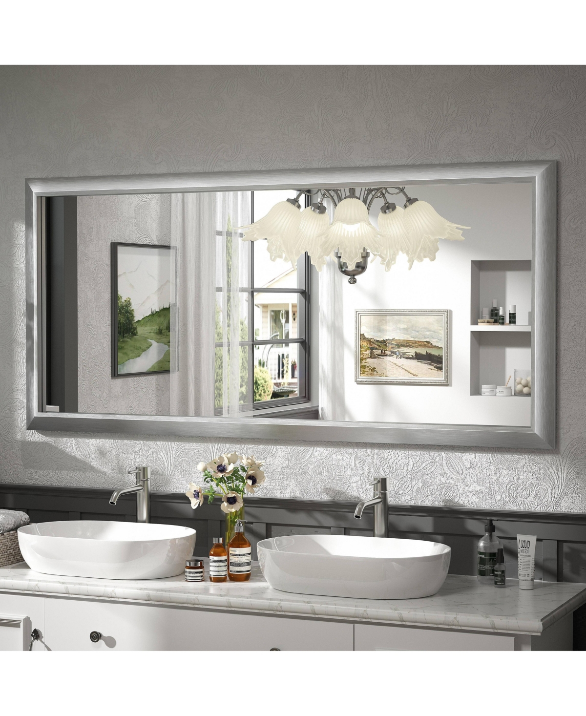 Apmir 60" x 28" Inch Thick Metal Framed Wall Mirrors for Bedroom