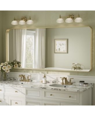  High-Strength Tempered Glass and Aluminum Alloy Framed Wall Decor Bathroom Vanity Mirror in Brushed Gold